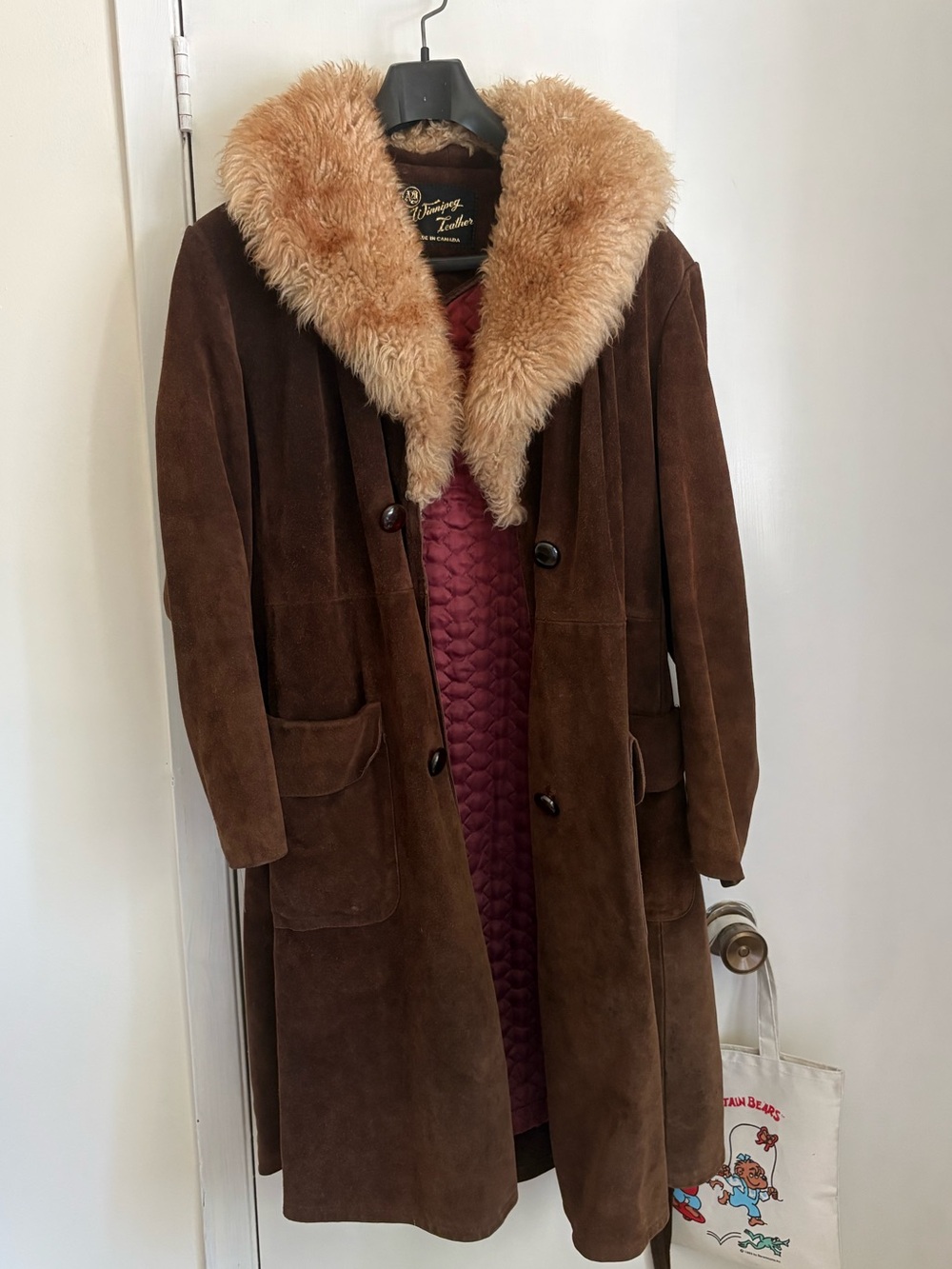 Women's Brown Suede Trench Coat with Tan Collar
